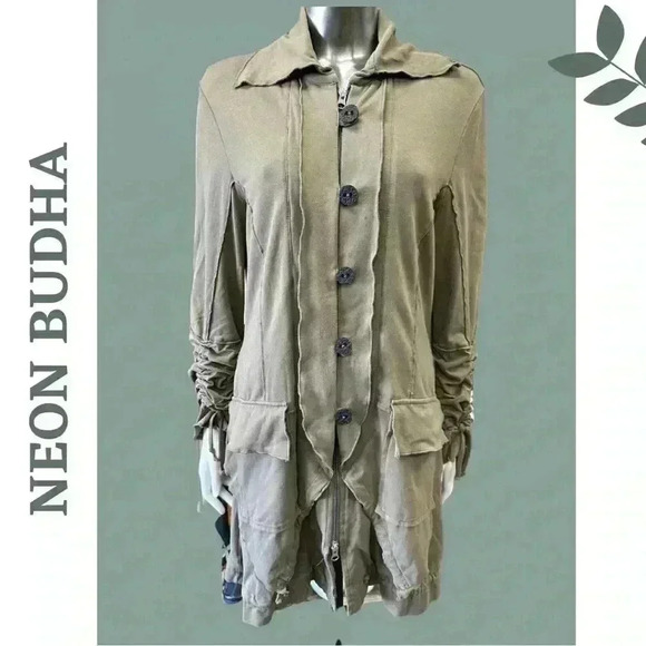 Neon Budha Jacket Zipper Button Front Drawstring Adjustable Customize Small - Picture 1 of 9